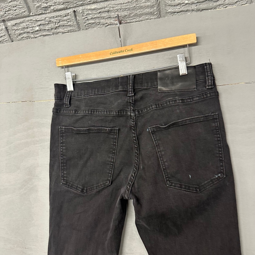Valabasas Mens Black Distressed Slim Fit Jeans‎ Size 32 Knee Slit Raw Hem RN13
